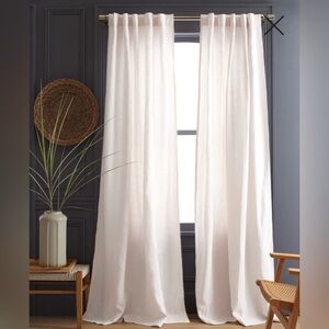 Quince European Linen Curtain Panel 48x84 Cotton Light Filtering White
